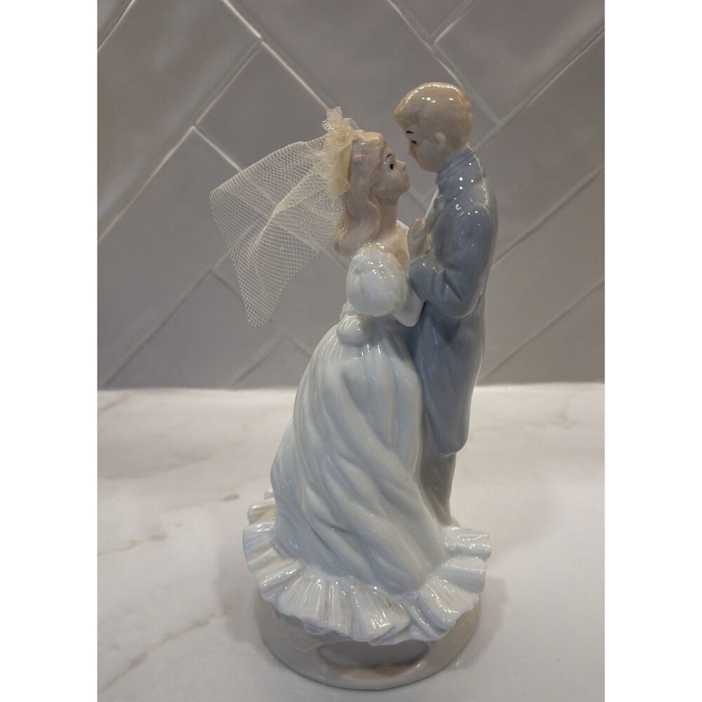 Lladro Style Bride Groom Wedding Music Box Cake Top Adante we've only just begun